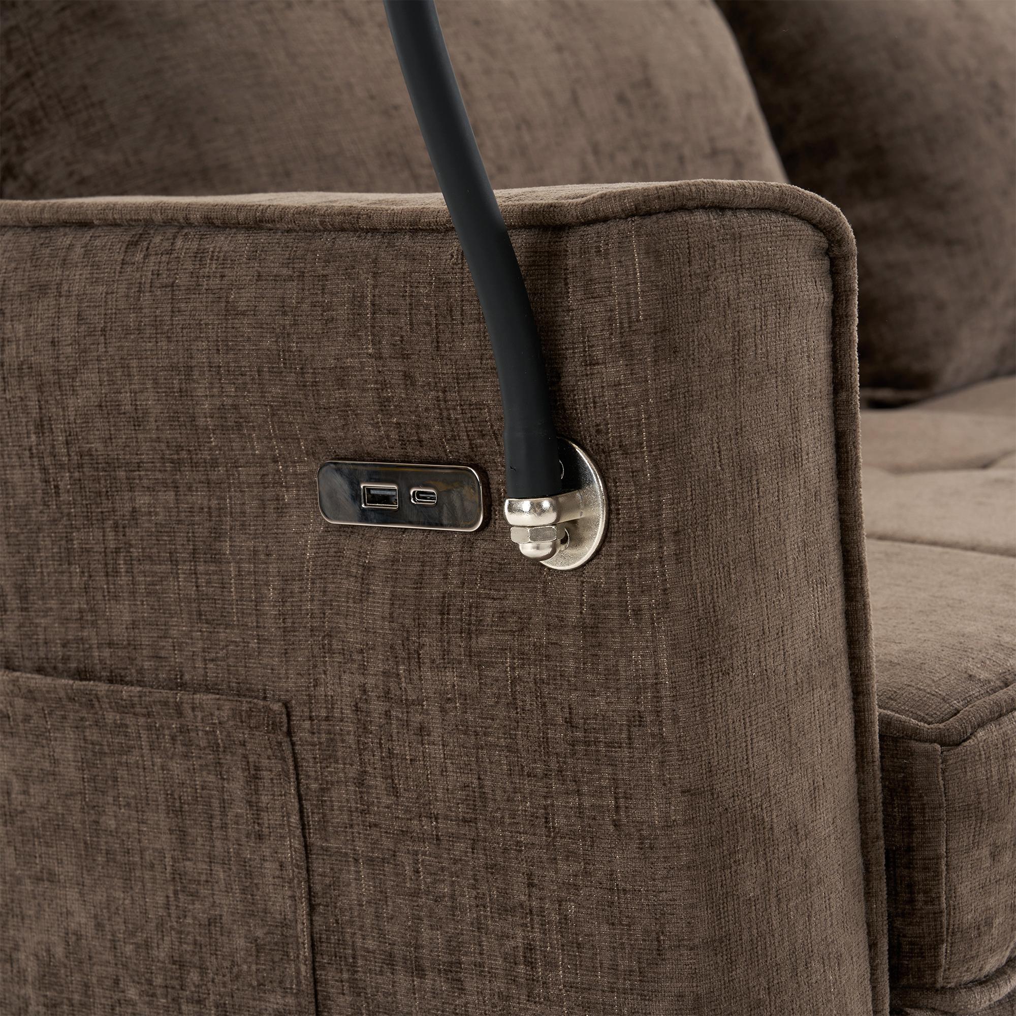 56.9" Loveseat Sofa Pull-out Sofa Bed Sleeper Sofa with A Reversible Backrest Cushion, Side Pockets, Two USB Ports and A Phone Holder for Living Room, Brown