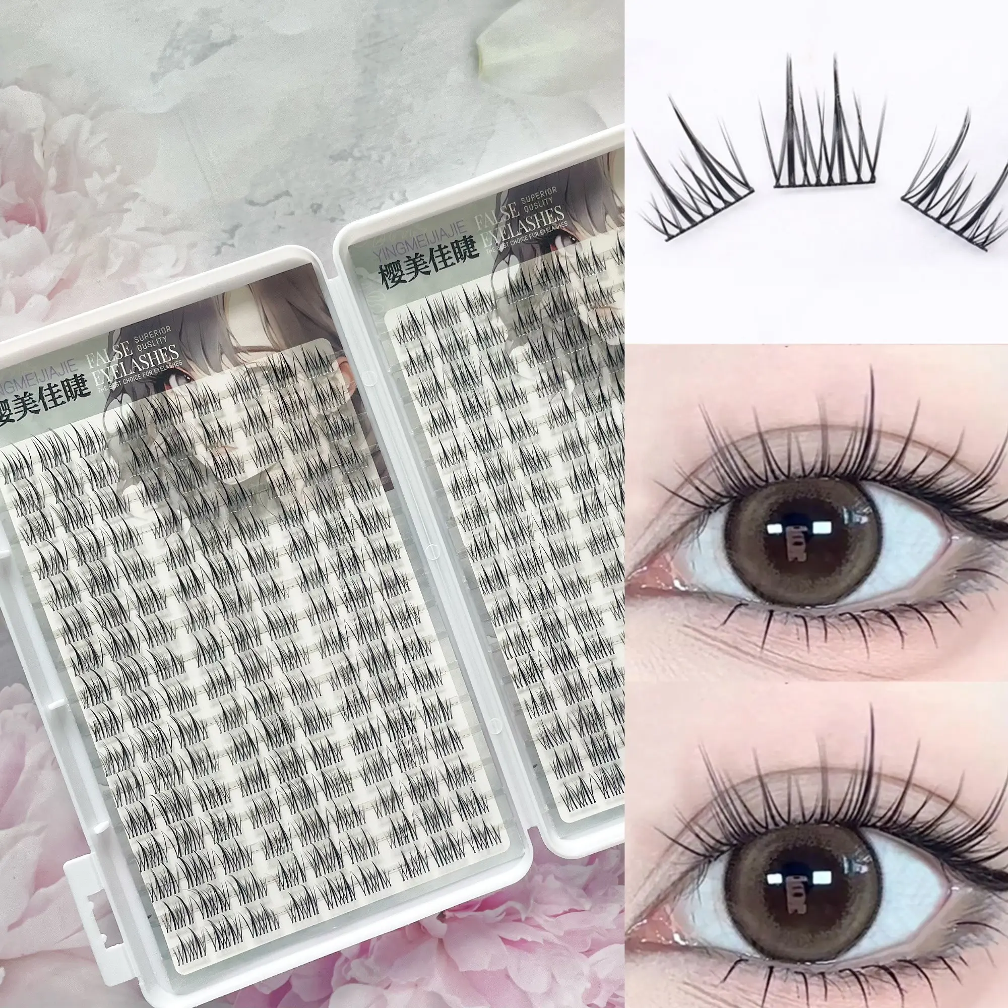 192 Individual False Lashes, Korean Style Fluffy C Curl, Soft and Fine, Ideal for Light Makeup and Daily Commute, Beginner Friendly