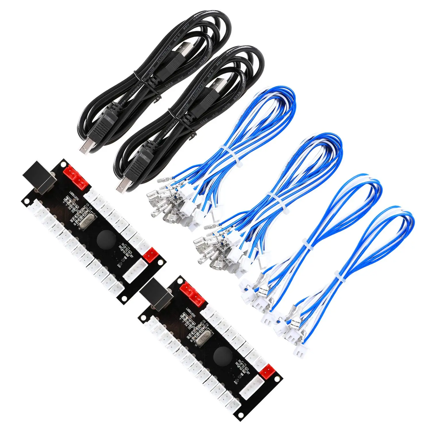 0-Lag USB Gaming Encoder for 2-Player HAPP Joysticks, Buttons - 5V Output for LED Joysticks, Chains, Compatible with PC, MAME, Raspberry Pi
