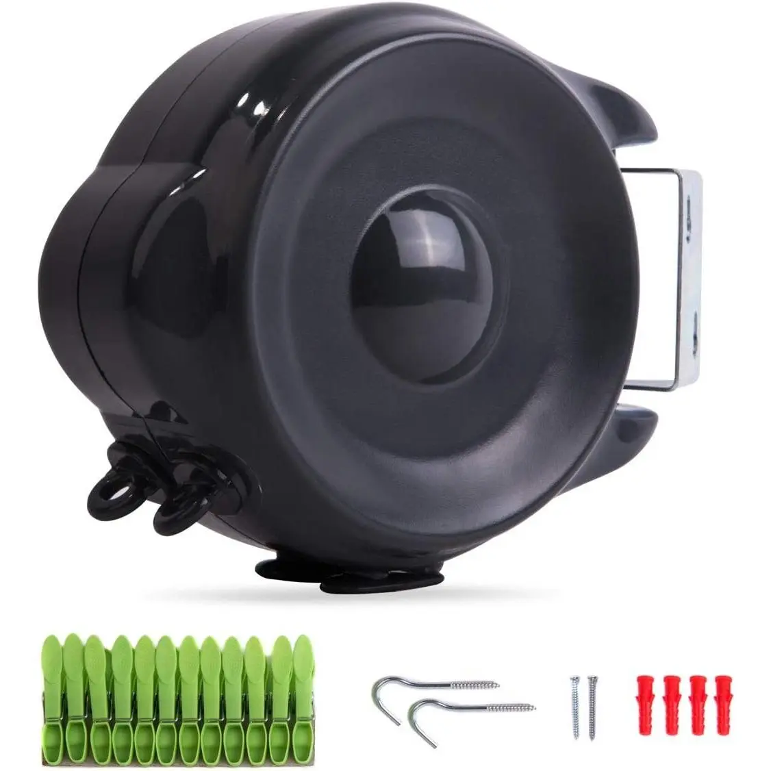 Retractable Clothesline for Indoor & Outdoor Use - 99 FT Double Lines Heavy Duty Wall Mounted Washing Line, 30M Portable Clothes Drying Line with 24pcs Free Pegs (Black)Gift
