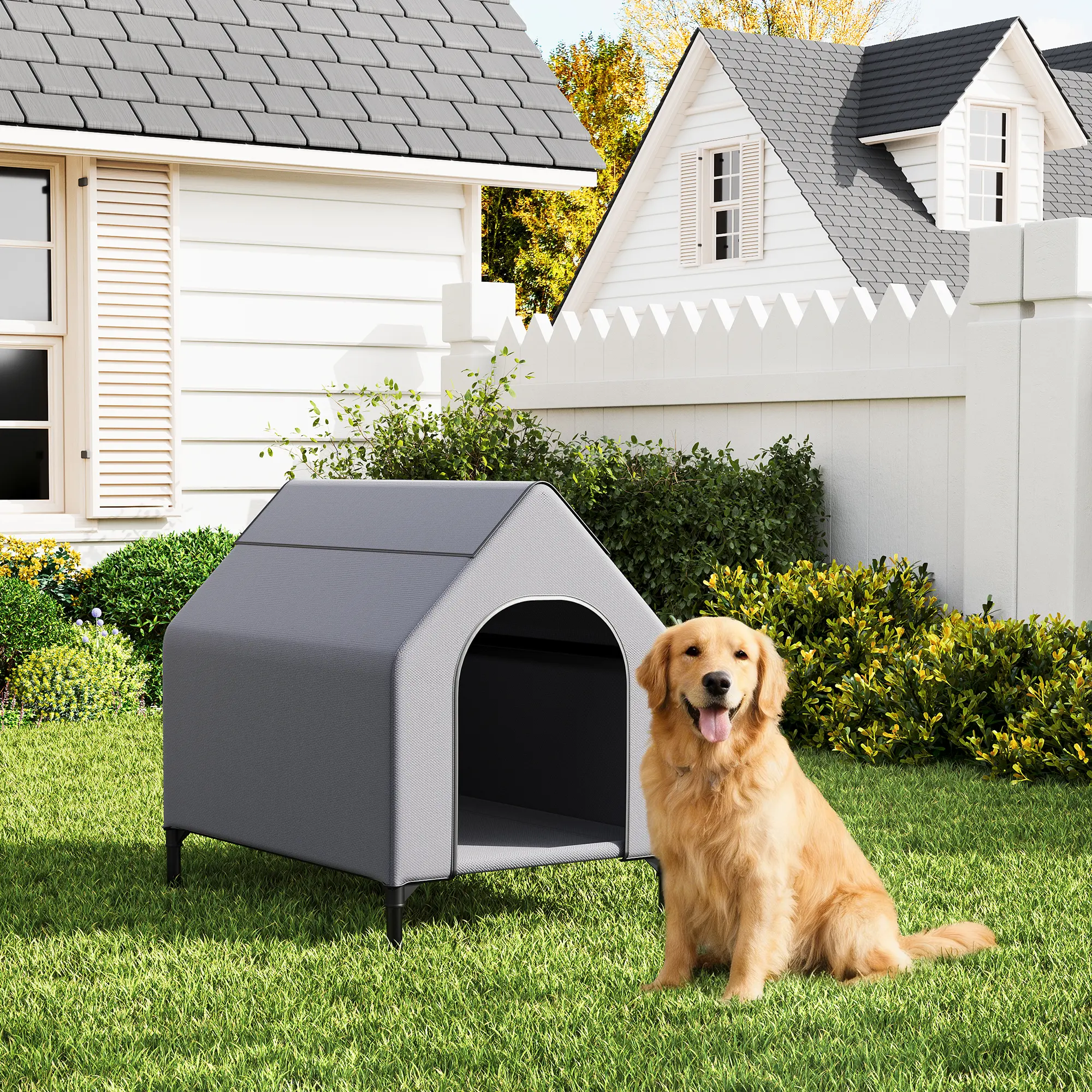 🏕️ 2-in-1 Portable Dog House & Elevated Cot – 41" Waterproof Canopy Bed with Mesh Cot for Indoor/Outdoor, Beach, Camping & Patio! 🐕✨