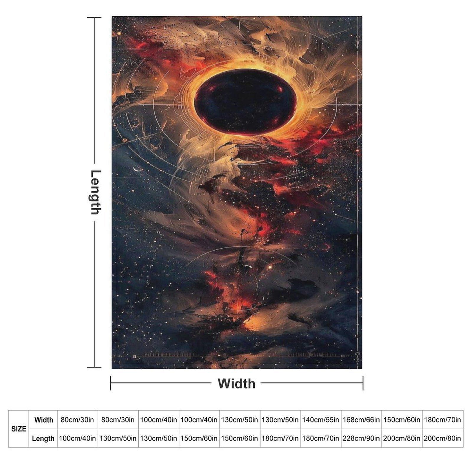 Solar Eclipse Galaxy Nebula Throw Blanket, Stunning Black Hole Space Cosmic Print Soft Flannel Fleece Blanket for Sofa Bed