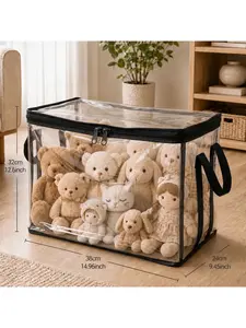 Large Clear Thick Plastic Storage Box with Hinged Lid, Heavy-Duty Durable High-Capacity Organizer for Home, Moving, Attic
