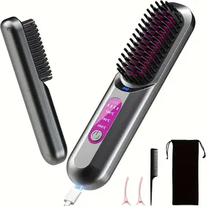 Portable Hair Straightening Comb, 1 Box Rechargeable Hair Straightener, Hair Styling Tool for Women & Girls for Home & Salon Use
