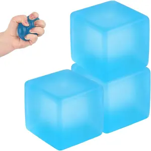 Ice Cube Stress Ball, Squishy Fidget Toys, Stress Relief Squeeze Toys for Adults (3PCS-Blue)fidget toys