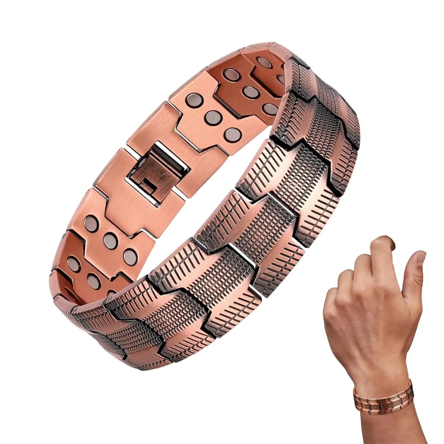 Male Pure Copper Magnetic Links Bracelet, Classic Adjustable Link Wristband with Strong Magnets, Stylish Jewelry Gift for Dad,back to school,back to school haul