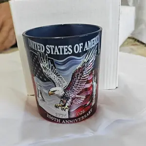 A commemorative Ceramic whiskey mug commemorating America's 250th Independence Day, July 4th Patriotic Collection Gift, Drinkware Cup