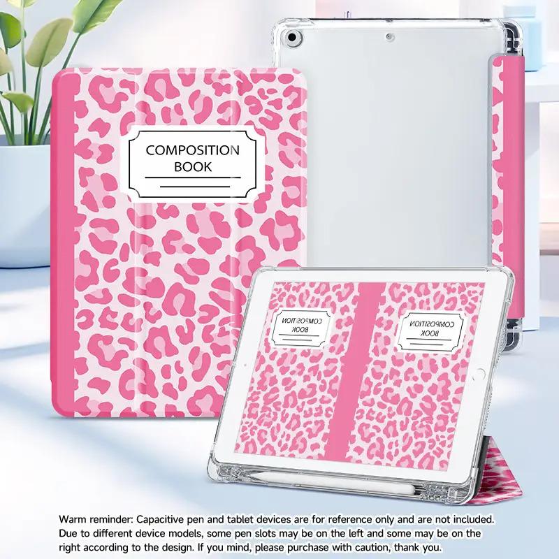 iPad 25.91cm Case for iPad Mini 4/5, 10th/5th/6th/7th/8th/9th Gen 9.7/10.2/10.9 inch - Stylish Leopard Print Pink TPU Soft Case with Multi-Angle Stand, Lightweight Protective Cover for Work, Office & Entertainment - Perfect Gift for Family & Friends