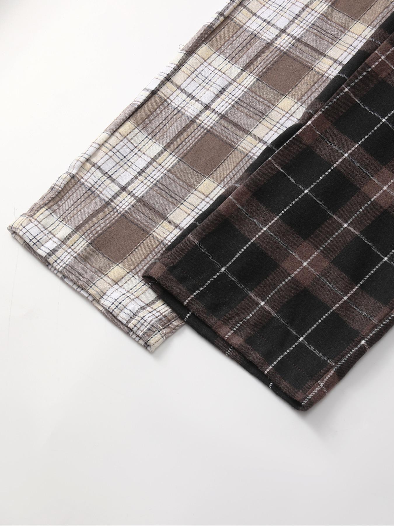 Men's Plaid Print Fitted Knitted Lounge Pants, Casual Comfy Soft Breathable Stretch Trousers for Daily Wear, Men's Pajama Sleepwear & Loungewear for All Seasons