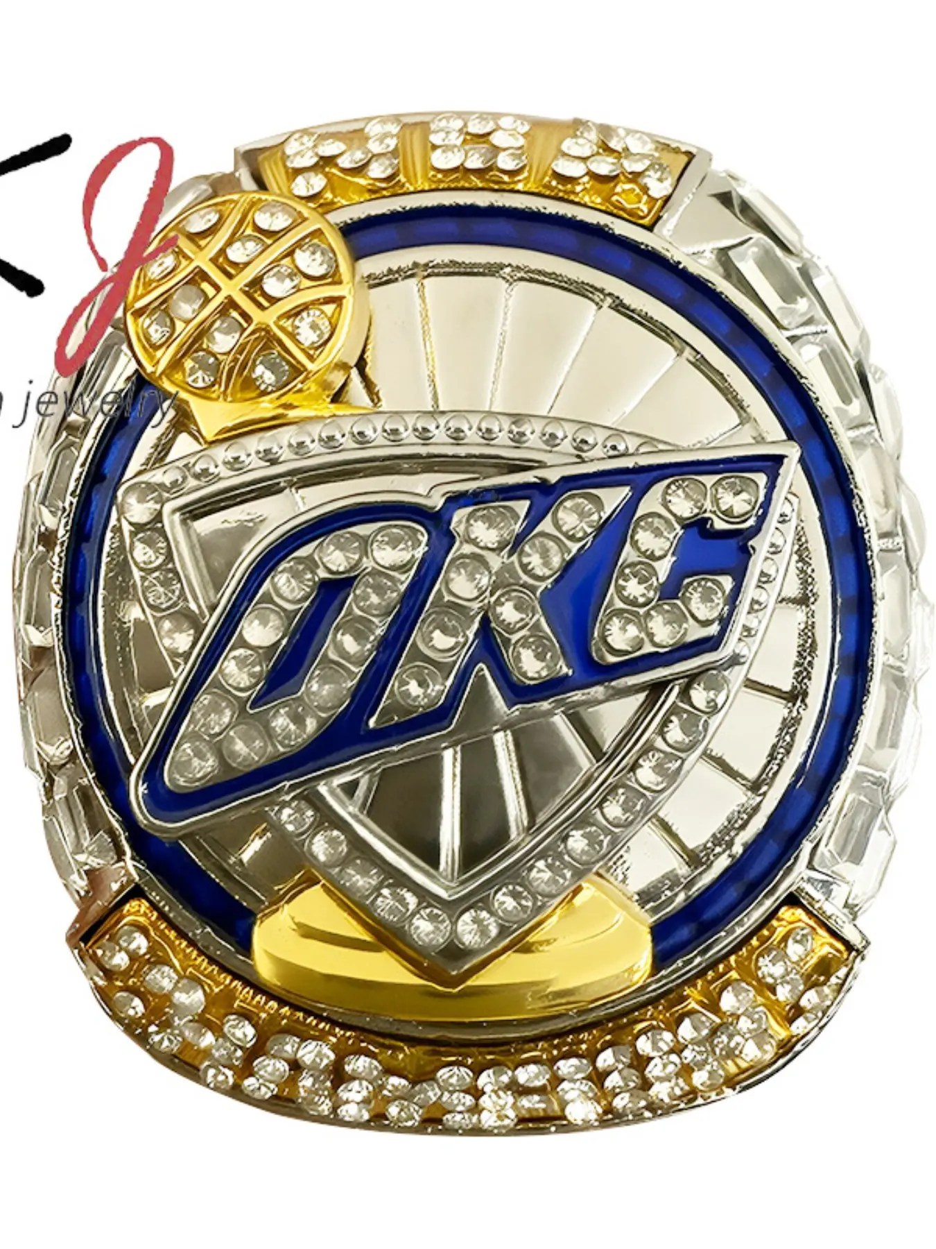 Official Nba Thunder Championship Ring Set, 3-Piece Basketball Oklahoma City Fan Memorial Jewelry, Sporty Alloy Material