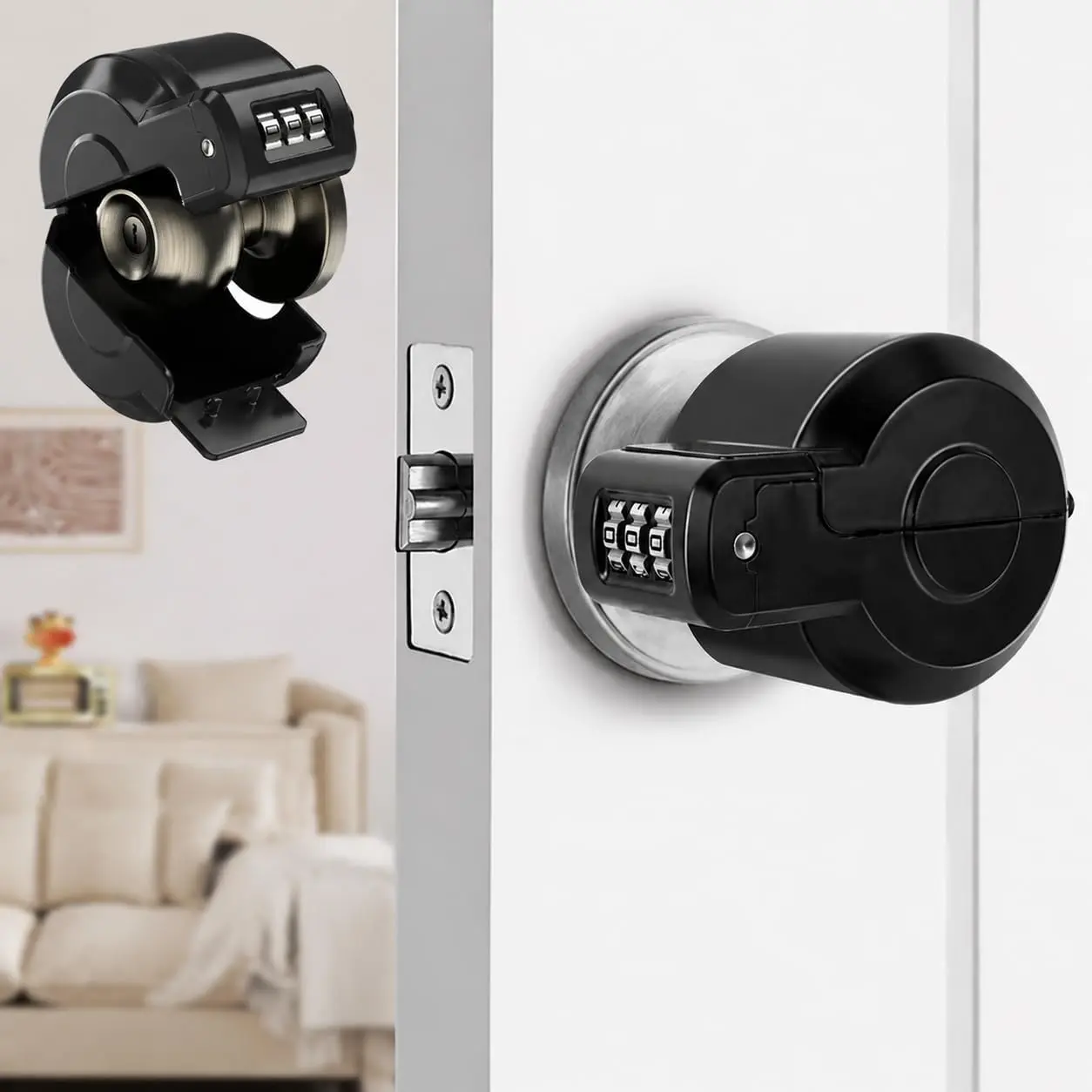 Door Knob Safety Cover Lock  Proof Door Knob Lockout Device Cover | Combination Lock for  Dementia  Safety Water Gas Valve Faucets Temporary Door Handle Lock Fits  Circular Knobs