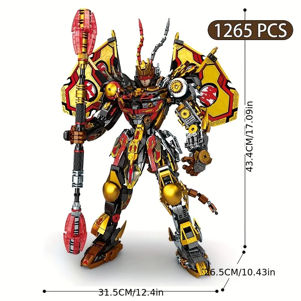 UKBOO Sun Wukong Mecha Figure - Large Building Block Robot Model Suitable for s &, Monkey Collectible, Challenging Assembly, Birthday/Christmas Gift (Building)
