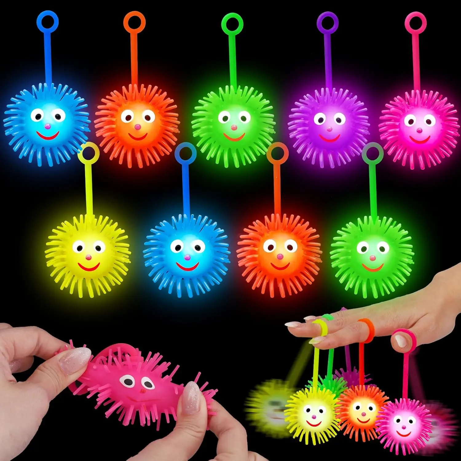 18 PCS LED Puffer Balls Light Up Party Favors for Kids 4-8 8-12 Goodie Bags Stuffers Glow Party Supplies Classroom Treasure Box Prizes Bulk Fidget Toys Bouncy Balls Pinata Filler End of Year Giftsfidget toys