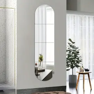 4-Piece Bathroom HD Scratch-Resistant Acrylic Full-Length Mirror Set, Self-Adhesive Shatterproof Wall-Mounted Mirror, 47.24 Inches