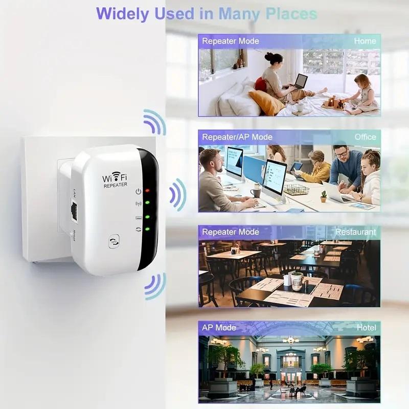 WiFi Range Extender, 300Mbps WiFi Signal Booster, Long Range Wireless Repeater Access Point, WiFi Extenders, Network Components for Home and Office Use, High Speed WiFi