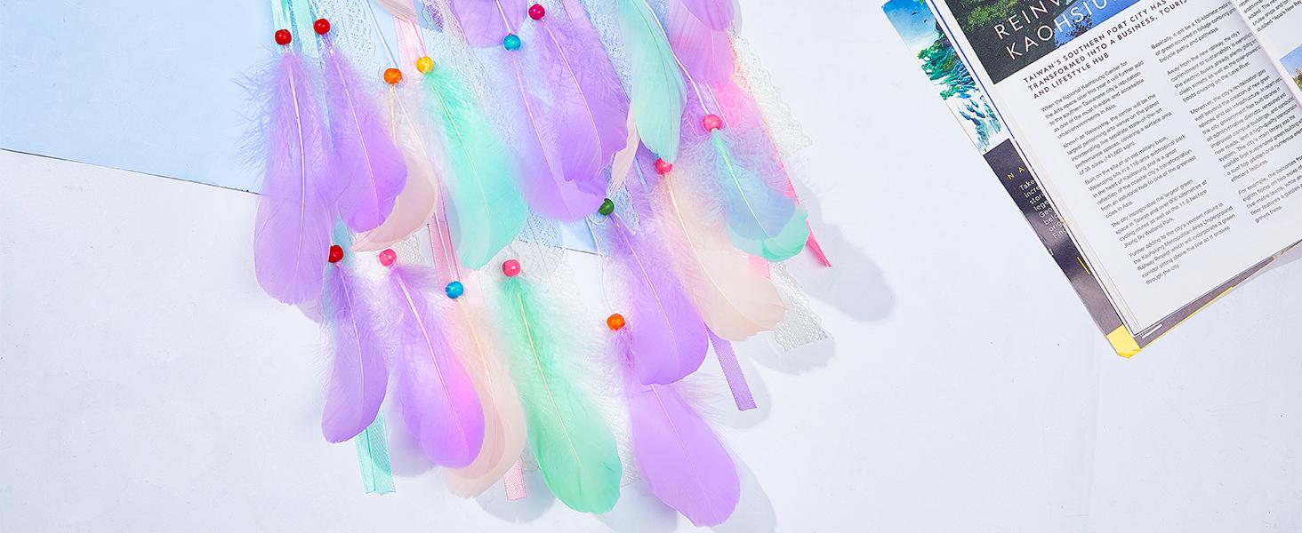 Dream Catchers  Unicorn Wall Decor for Girls Bedroom Flower Feather Wall Hanging Decoration