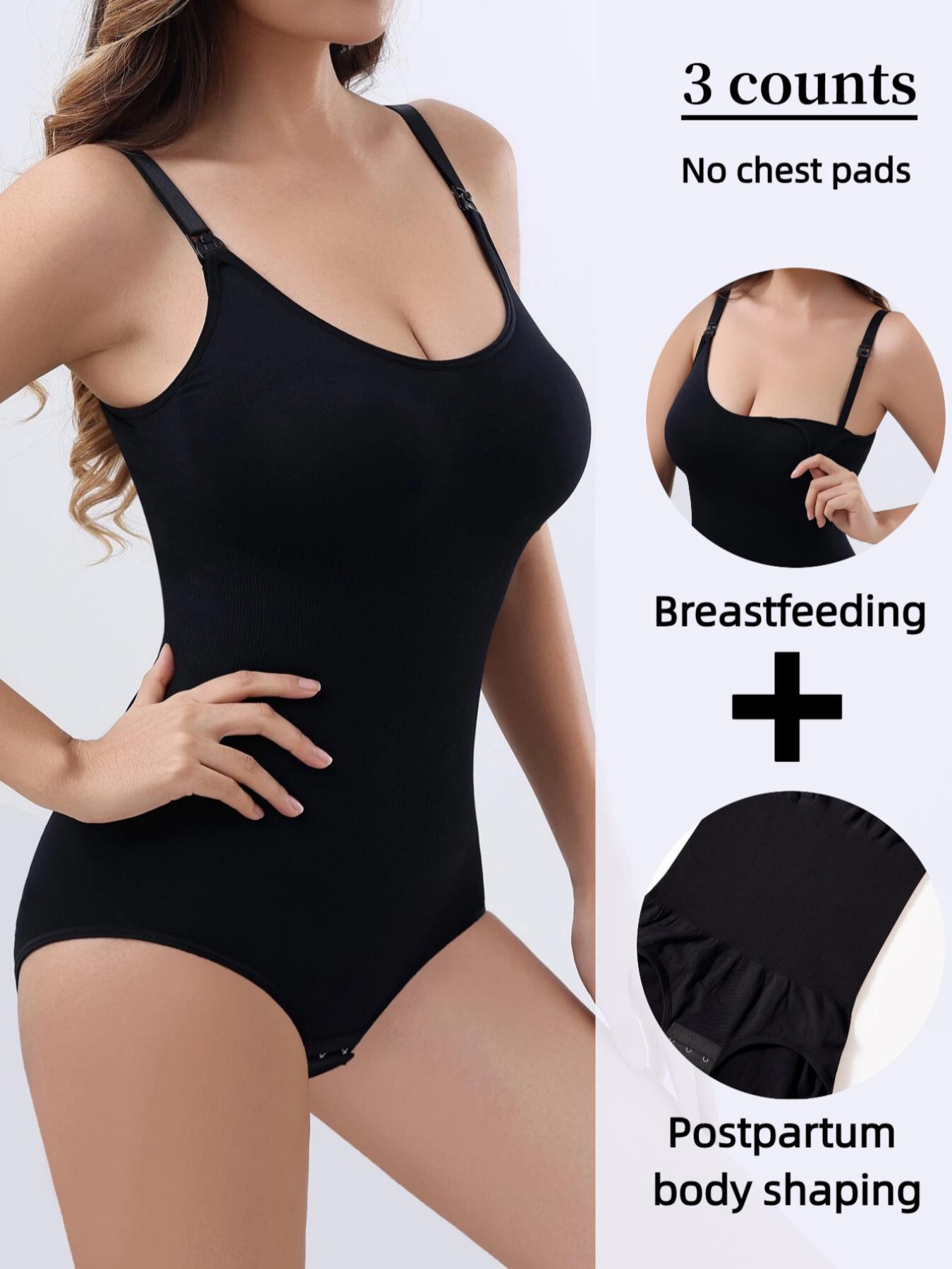 Maternity Solid Color Cami Bodysuit, Seamless Sculpting Bodysuit, Breathable Comfortable Wireless Nursing Bodysuit, Maternity Clothing for Postpartum Recovery
