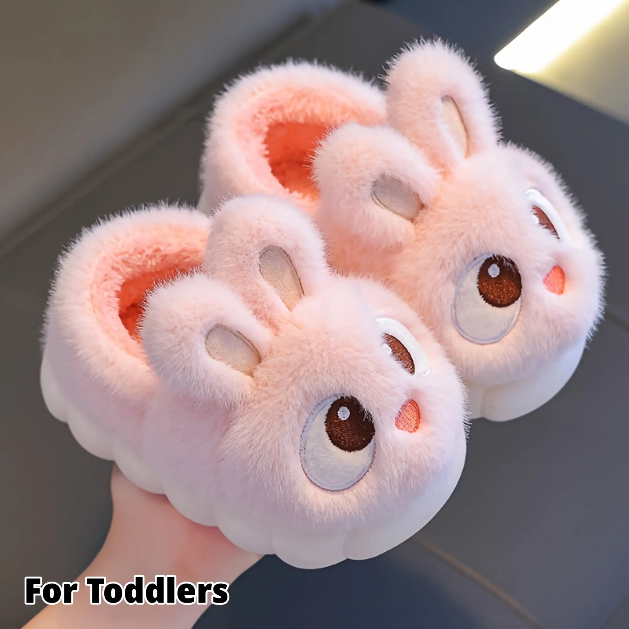 1 Pair of Youngsters' Plush Bunny - Soft with Non-PVC Sole, Lightweight Indoor Shoes Boys & Girls, Cute Cartoon Design, Warm Winter Footwear Toddlers & Kids, Youngsters, Youngsters Footwear, Soft