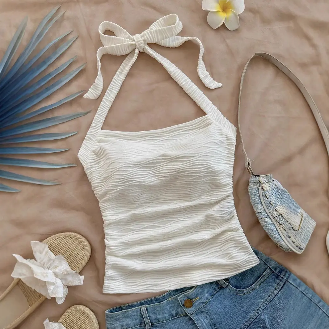 Women's Halter Tank Top - Slim-Cut, Short-Length, Tie-Neck Straps Workout Top for Summer Sports Wear, Halter Top, Workout Tops