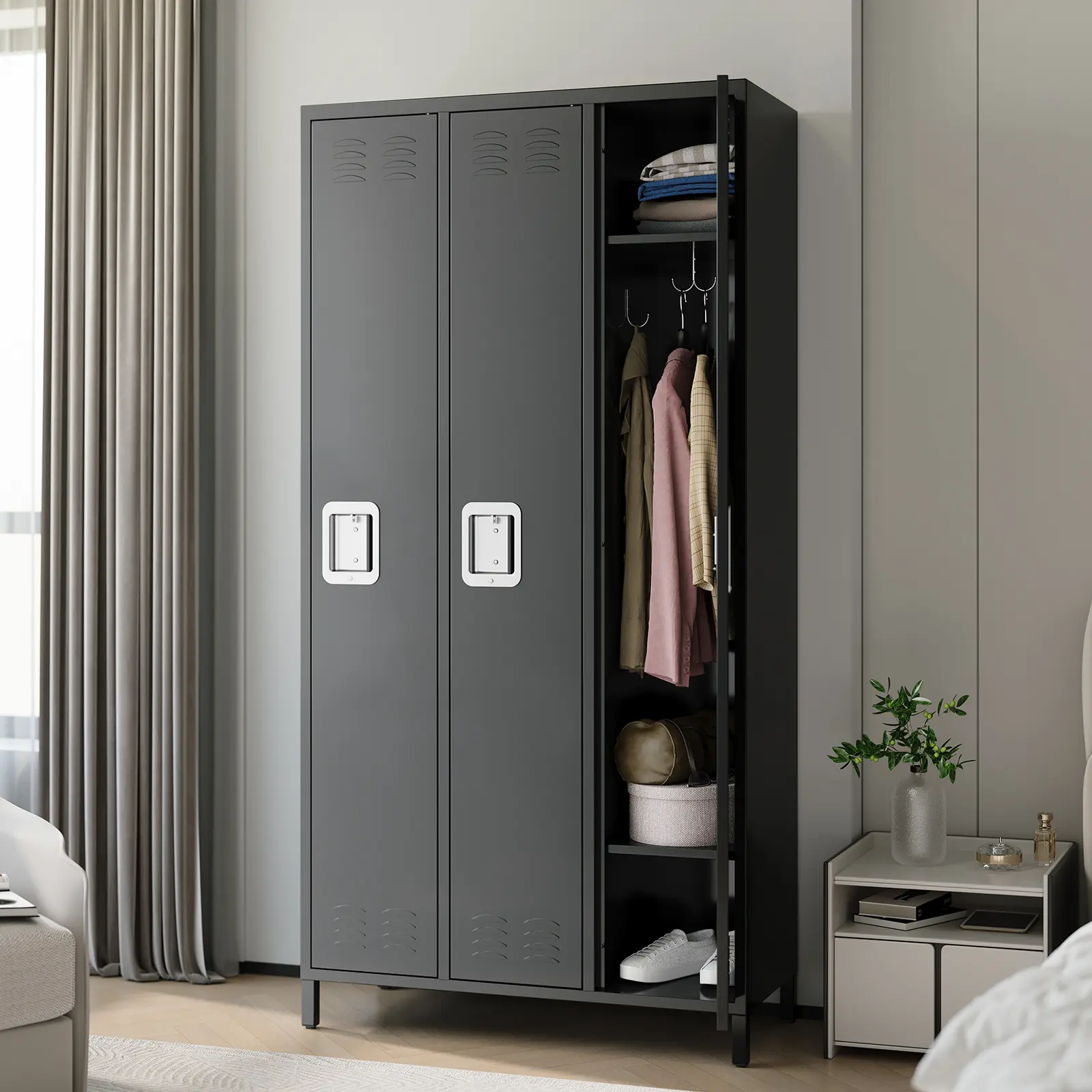 3 Door Metal Lockers, Industrial Double Lockers, Heavy Duty Steel Gym Lockers, Secure Storage Solutions, Perfect for Offices, Gyms, Schools and Homes, Metal Combination Lockers for Employees