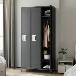 3 Door Metal Lockers, Industrial Double Lockers, Heavy Duty Steel Gym Lockers, Secure Storage Solutions, Perfect for Offices, Gyms, Schools and Homes, Metal Combination Lockers for Employees