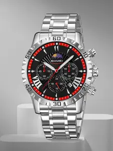Men's Multifunction Quartz Watch with Chronograph, Date, Moon Phase, Roman Numerals, Water-Resistant, Casual Style, All Seasons