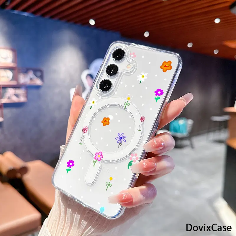 Phone Case: Glass Jar Wildflower Beside Vintage Record HD Clear Shockproof  for Galaxy A05s A06 A07 A14 A15 A16 A17 A23 A24 A25 A26 A34 A35 A36 A37 A54 A55 A56 A57 S10E S20 S21 S22 S23 S24 S25 S26 Fe Plus Ultra Edge Note9 Note10 Note20