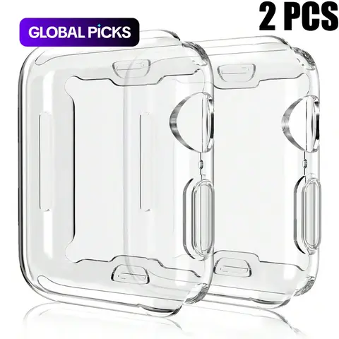 2pcs Unisex TPU Full-Cover Watch Case, Shockproof Protective Shield, Anti-Drop Protective Screen Protector Cover, Smartwatch Accessories, Wearable Tech Accessories, Wearable Devices Accessory, 38/40/42/44/45/49 mm, for Apple Watch Series Ultra/SE/10-1