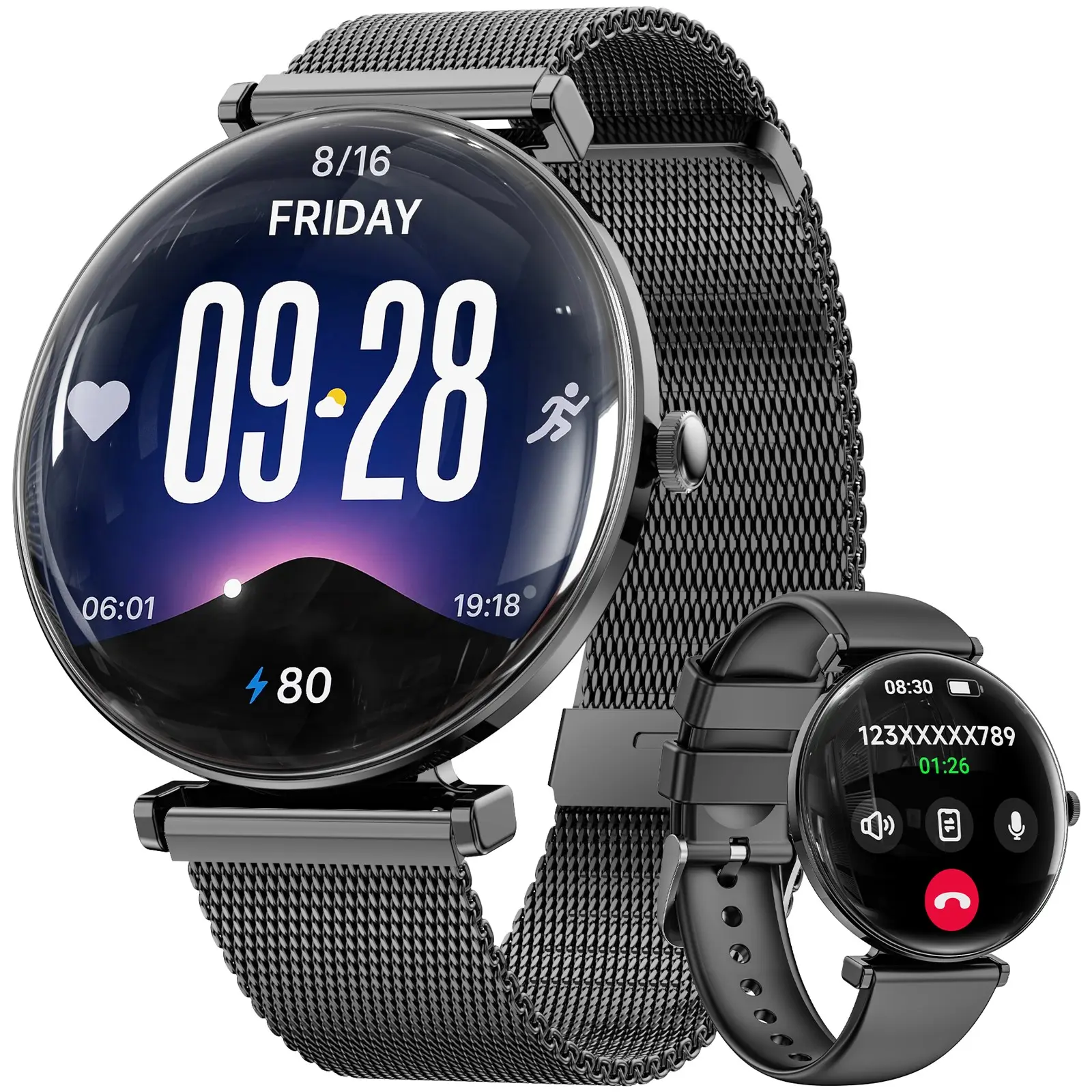 Multifunctional Unisex Smartwatch, 1.43-Inch HD Display, Call Support, Pedometer, Bluetooth-compatible, IP68, Compatible with Android & iOS