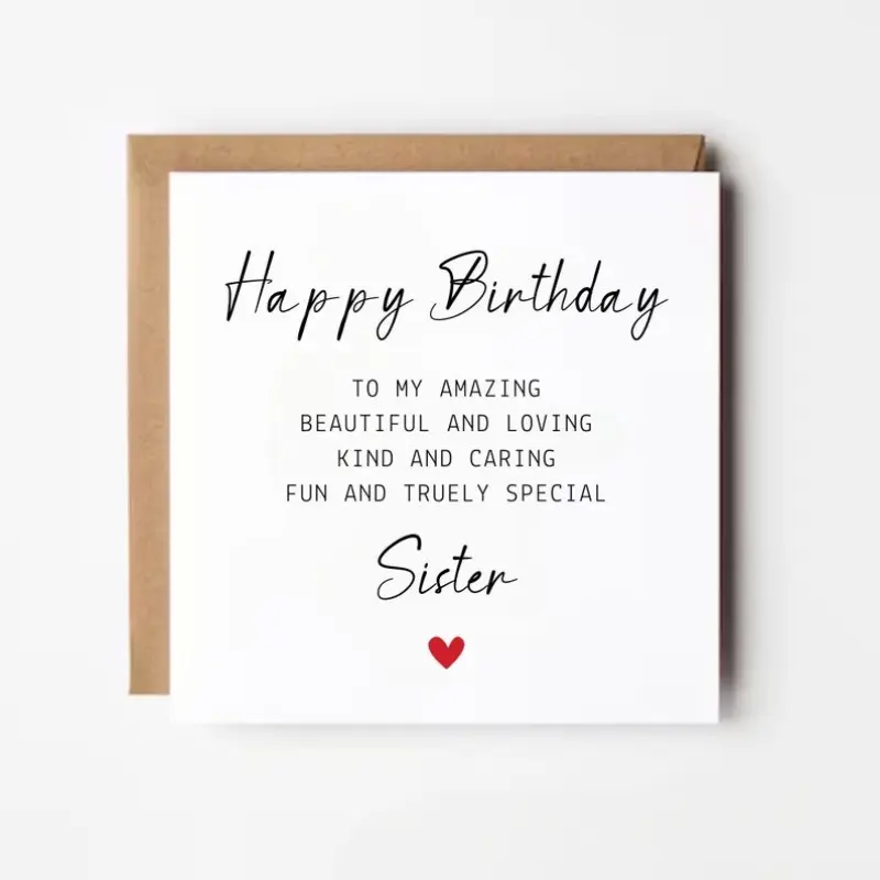 1 Personalized Sister Birthday Card: Poem Gift