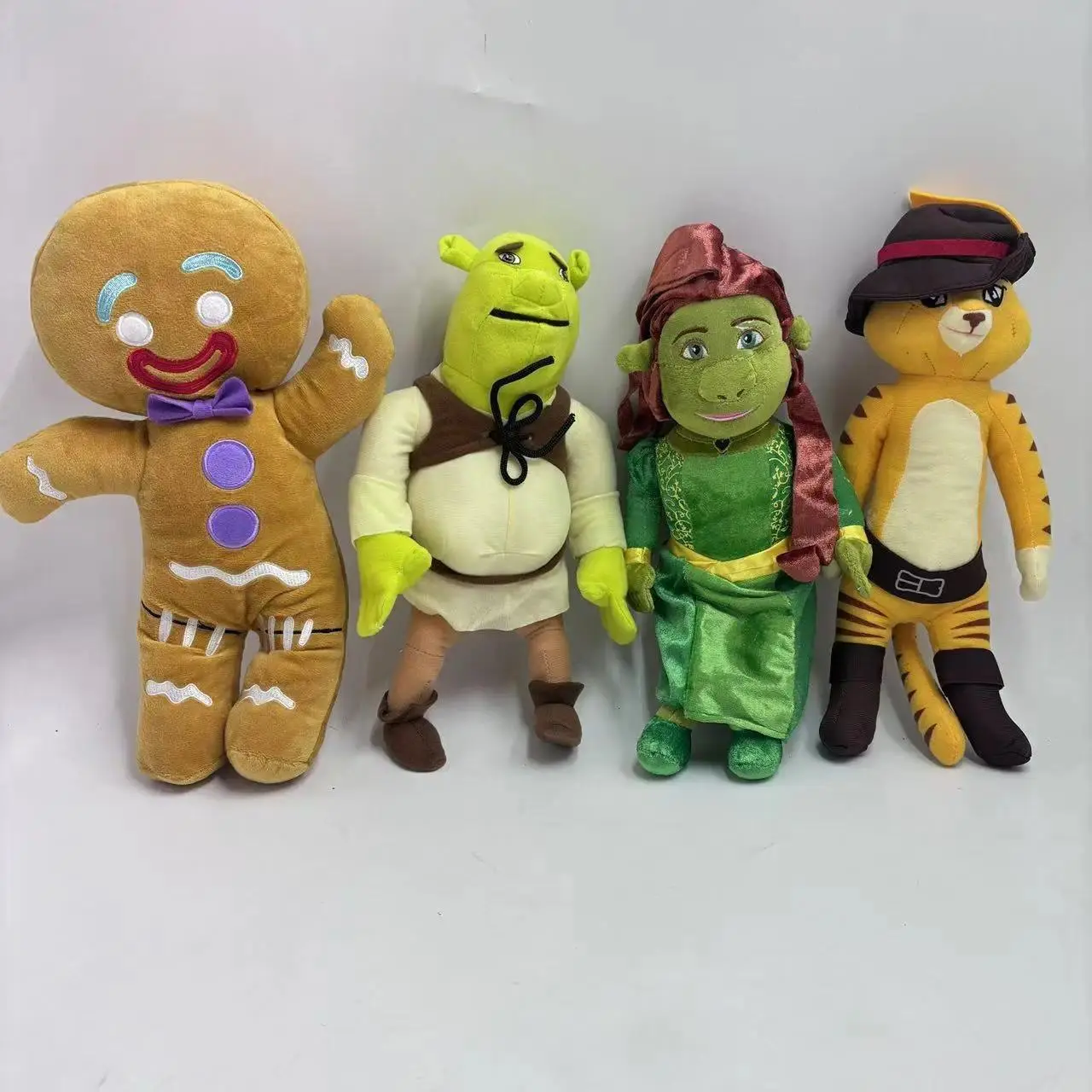Shrek Movie Plush Toys Cute Gingerbread Man Puss In Boots Donkey Black Cat Stuffed Doll Cartoon Anime Soft Plushie Kids Birthday Gift Home Decor Collection Toy