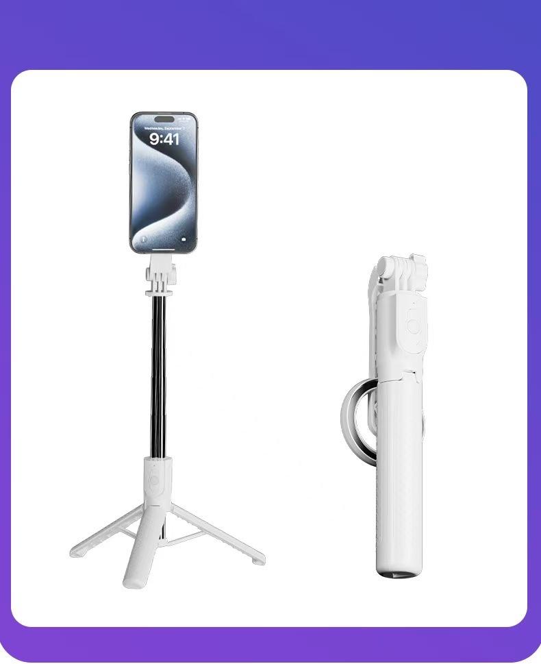Triangle magnetic selfie stick tripod mobile phone photo 360 degree rotation Bluetooth integrated frame cross-border