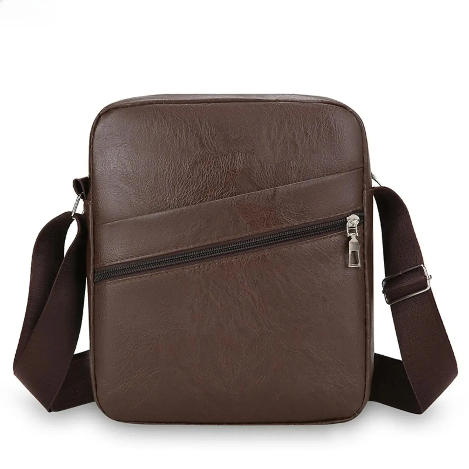 Men's Soft Leather Compact Business Sling Backpack, Zip Closure Lightweight Crossbody Shoulder Pouch, Durable Modern Bag for Daily Business Commute & Travel