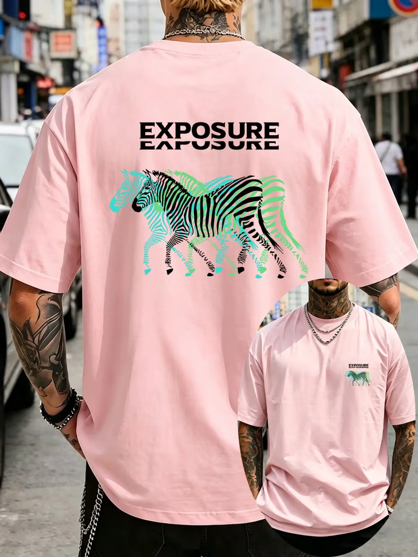 Men's Trendy Zebra Print T-Shirt, Soft Stretch High-Quality Fabric, Summer Essential Casual Round Neck Short Sleeve Top