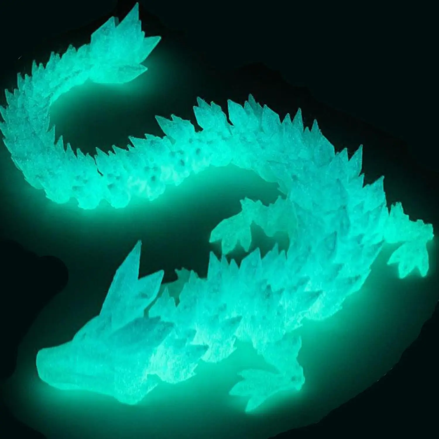 3D Printed Dragon, 12in Articulated Crystal Dragon,3D Printed Fidget Toys, Adults Fidget Toys,Home Office Decor Executive Desk Toy(Glow in The Dark)fidget toys