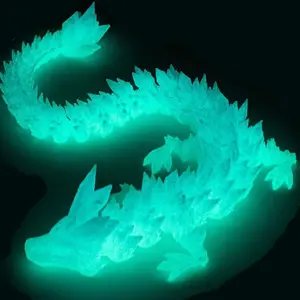 3D Printed Dragon, 12in Articulated Crystal Dragon,3D Printed Fidget Toys, Adults Fidget Toys,Home Office Decor Executive Desk Toy(Glow in The Dark)fidget toys