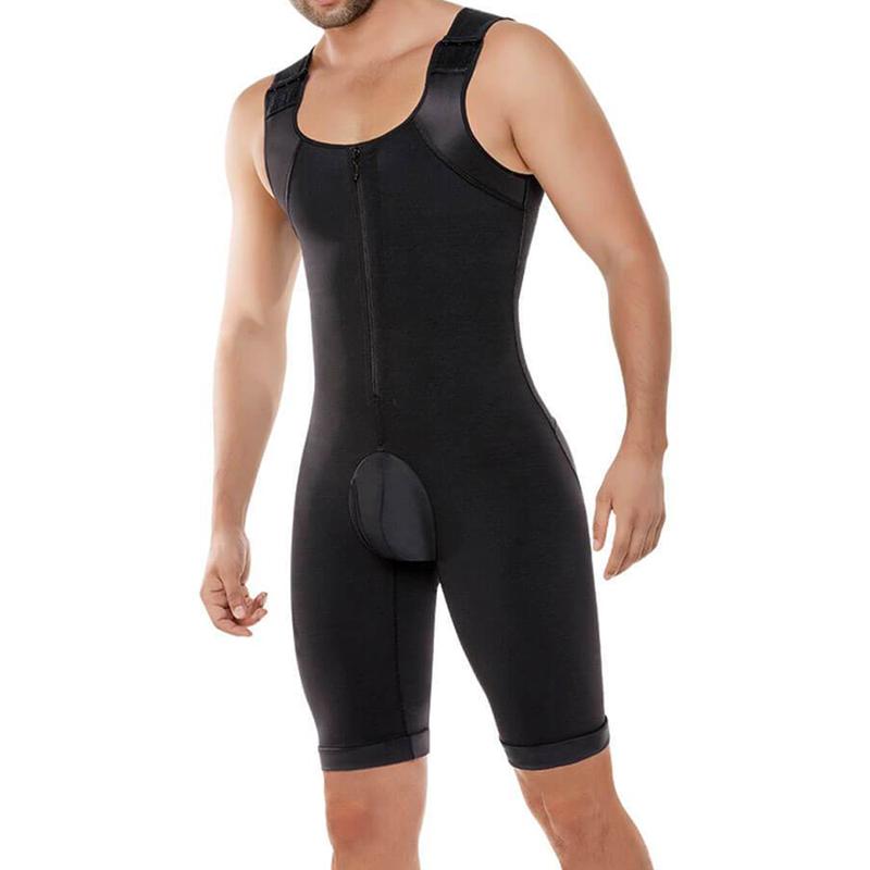 Men's Shapewear Bodysuit Tummy Control Compression Full Body Shaper with Zipper Workout Underwear Plus Size