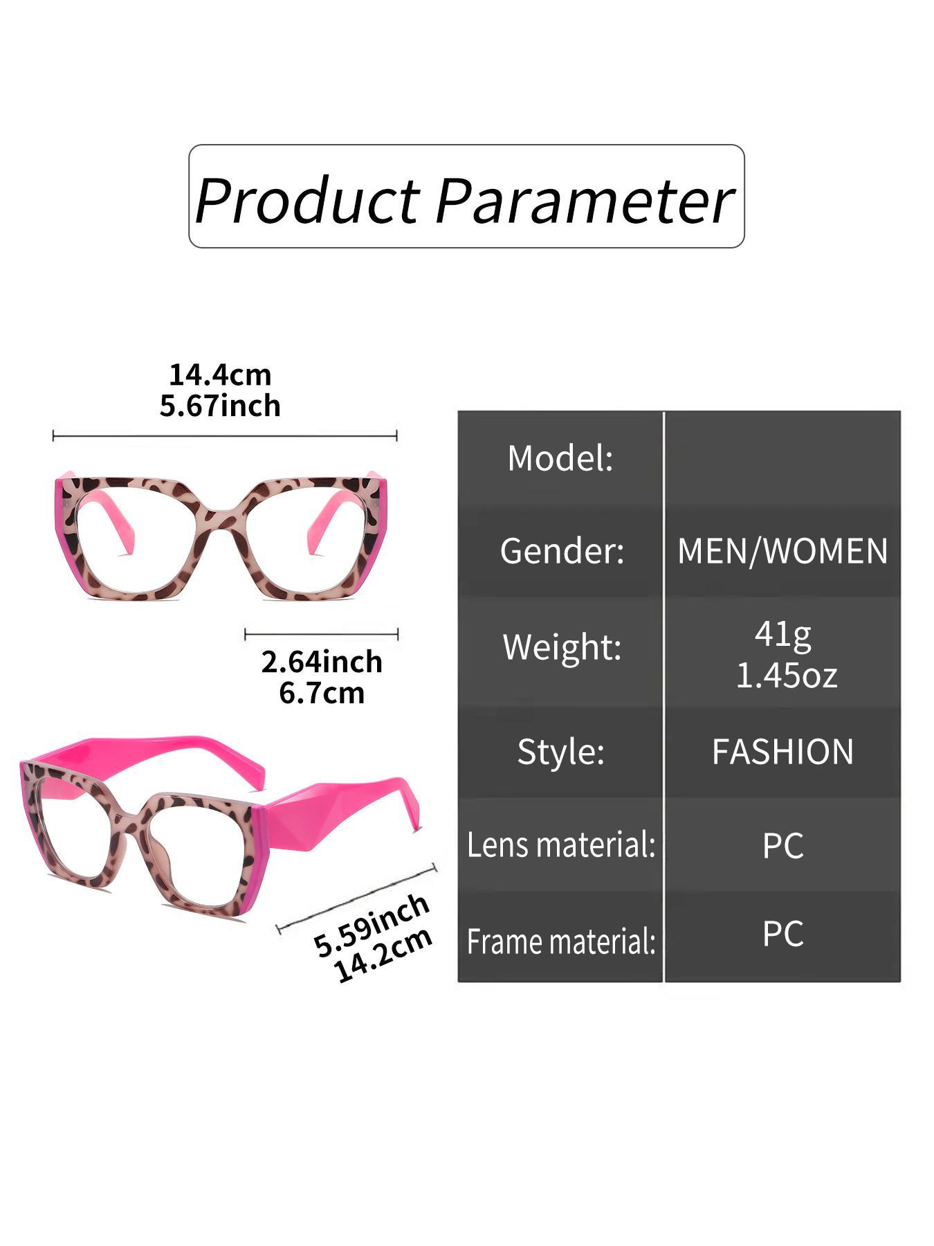 Simple Eyeglasses for Everyday Use, Basic Geometric Frame Eyeglasses for Women & Men, Fashion Eyeglasses for Work, Fashionable Frames Glasses, Leopard Pattern Eyeglasses