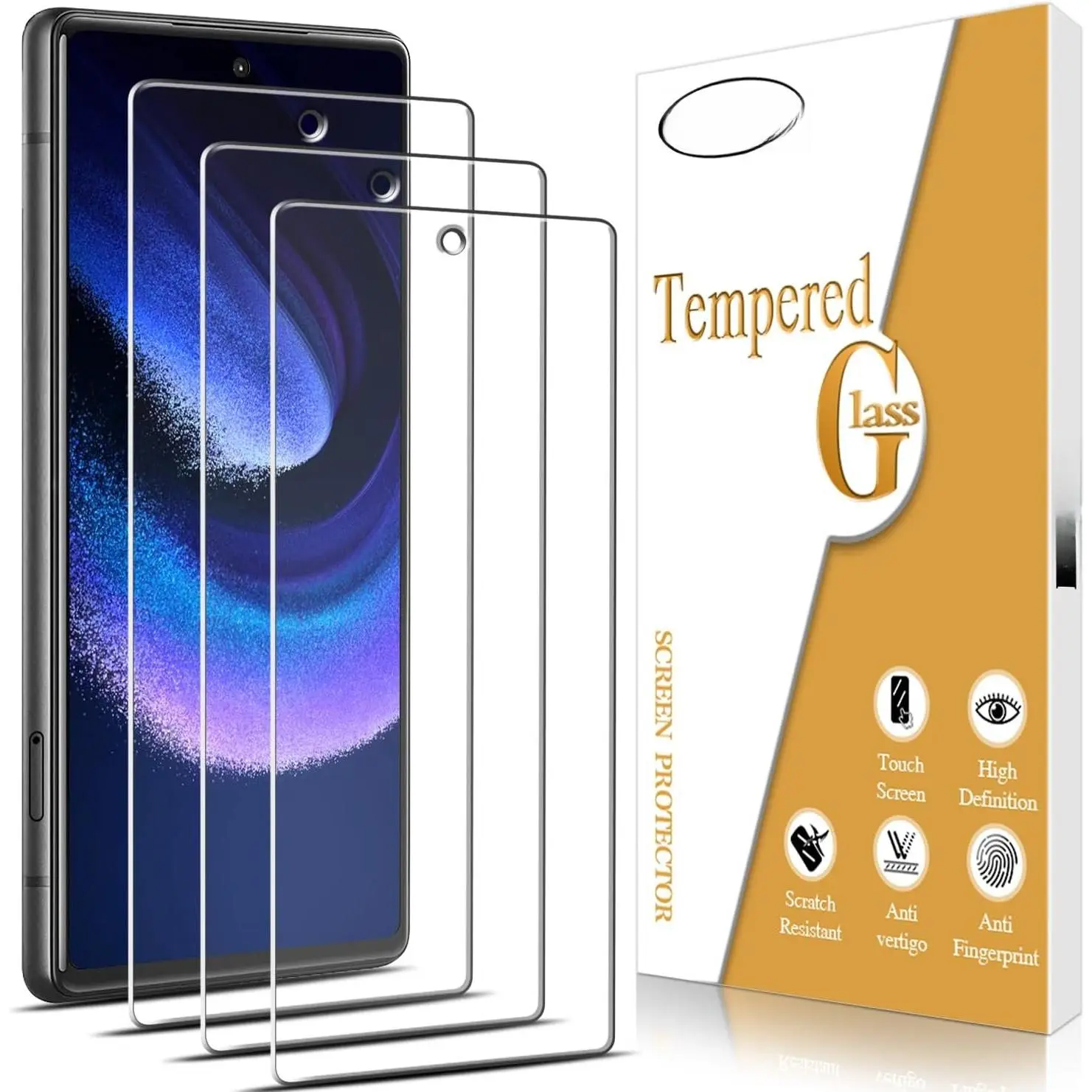 [3 Pack Screen Protector For  Pixel 7a Tempered Glass,  Clear, 9H Hardness, Anti Scratch, Anti Fingerprint, No-Bubble, Anti-Fingerprint For Pixel 7a 5G