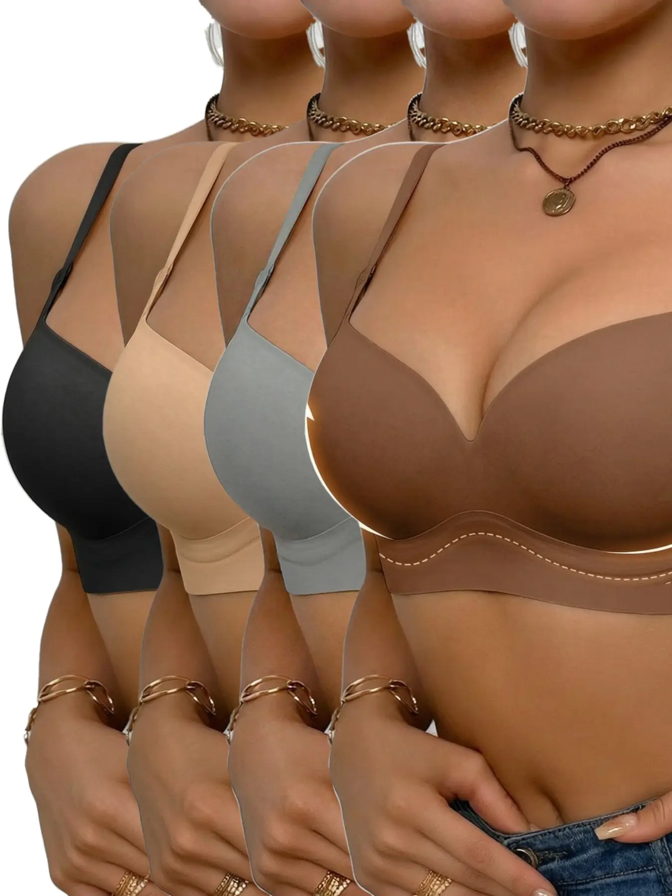Zero Restraint Seamless Push-Up Bra, Full Side Underwire Control, Thin Breathable Non-Sweaty, Daily Wear Lingerie for Office Workers