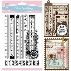 Scale Rulers Clear  for Cards Making Retro Numbers Transparent  Gear Ruler   Seal for DIY Scrapbooking Photo Album Decor