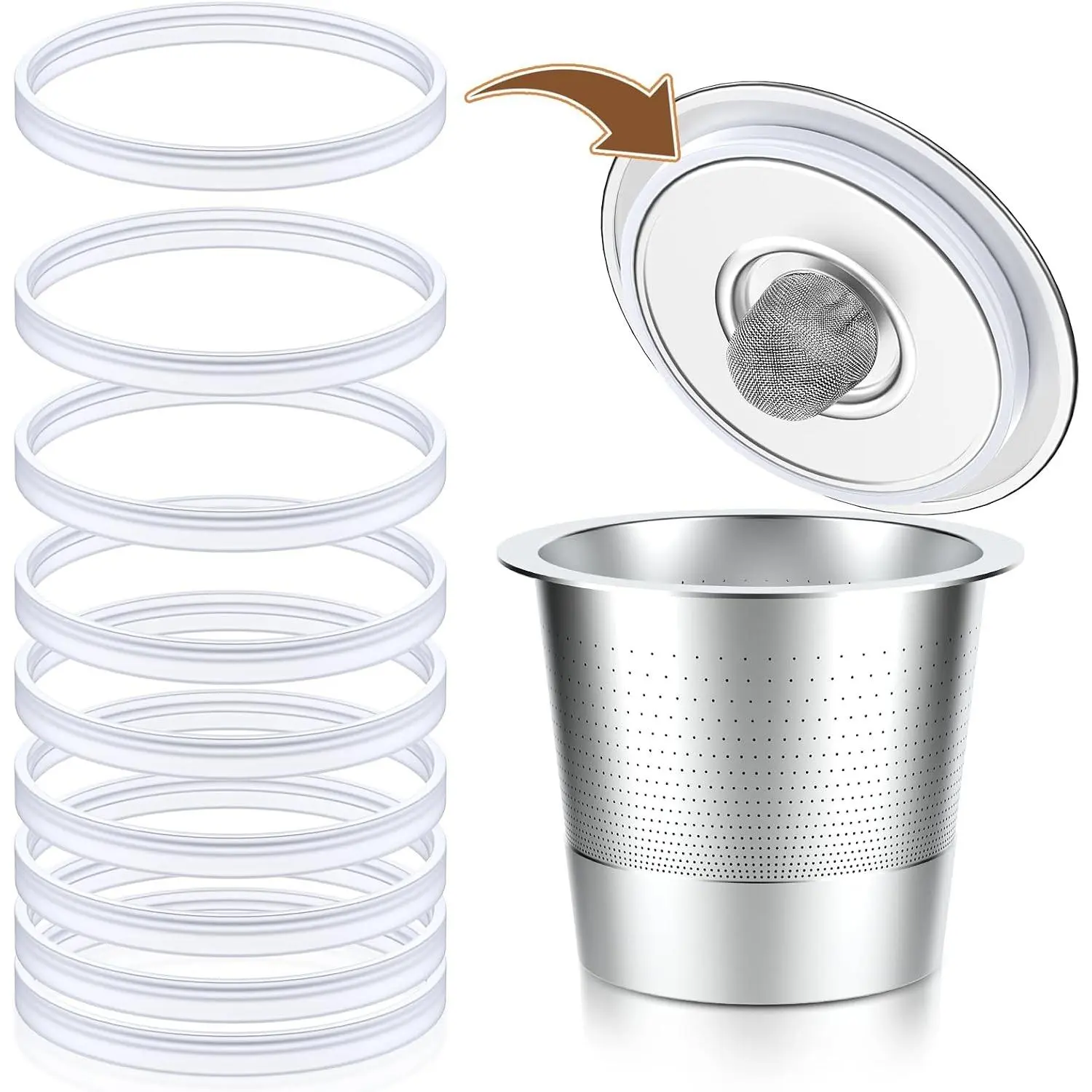 20 Pack Rubber Gasket for Reusable K Cups Refillable Coffee Pod Stainless Steel Lids Silicone Seals -Tight Seal, Safe, Durable (Only 20pcs Rubber Gaskets)