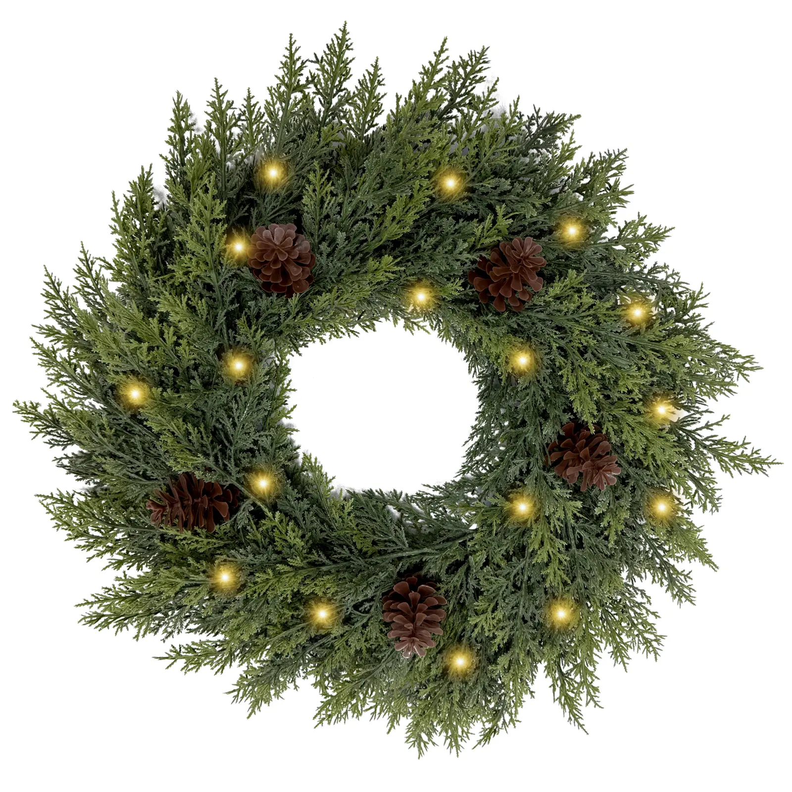 24" Lifelike Touch Artificial Cedar Wreath for Front Door Christmas Decor