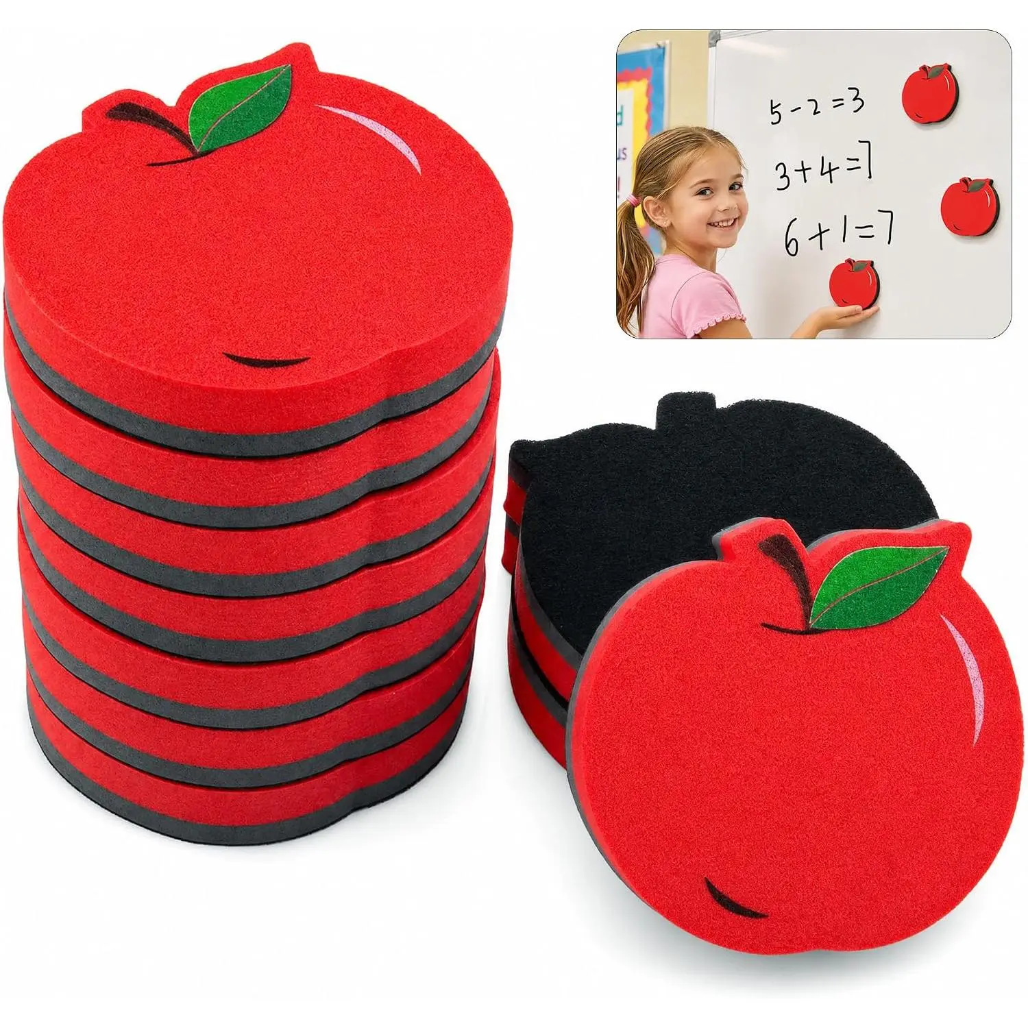 10 Pack   White Board Eraser,  to School Dry Erasers | Smooth-Drag Eraser, Streak-Free Clean, Scratch Resistant Board Protection, Handheld Size, School  Office Supplies