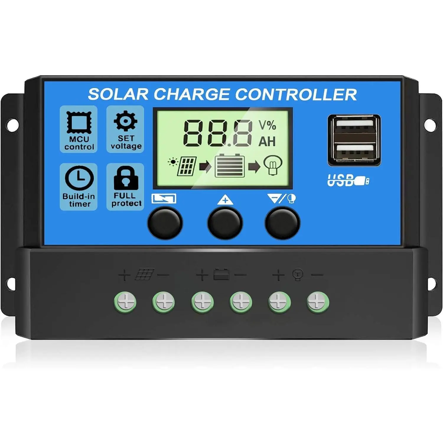 30A PWM Solar Charge Controller - Industrial Solar Charging Device with Auto-Adjust Parameters, LCD Display for DIY Users