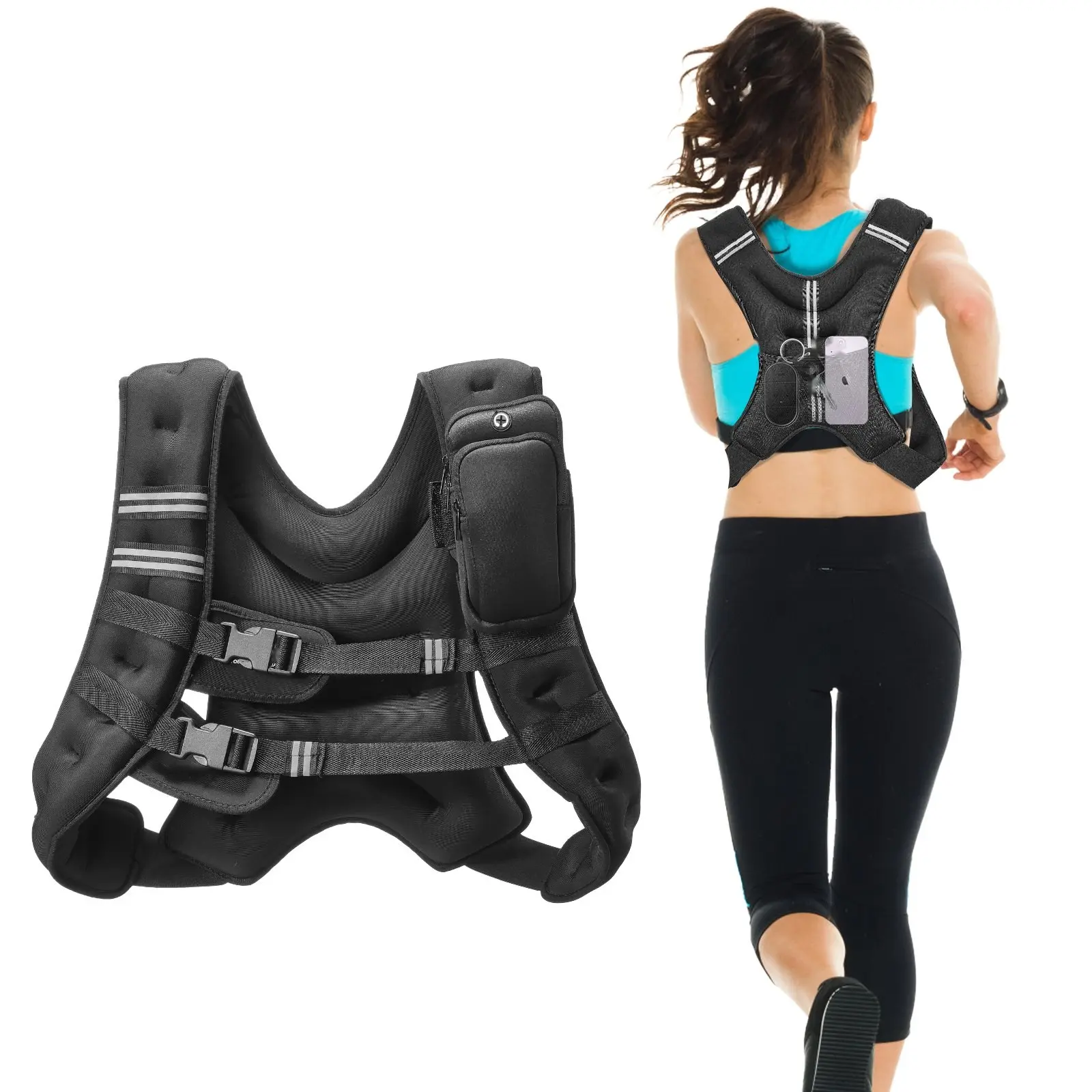 20 Pound Weighted Vest for Men and Women, Adjustable Fitness Gear for Strength Training, Crossfit and Gym Workouts, Calisthenics, Endurance Training, Cardio and HIIT, Breathable Nylon Vest with Secure Pockets and Comfortable Fit