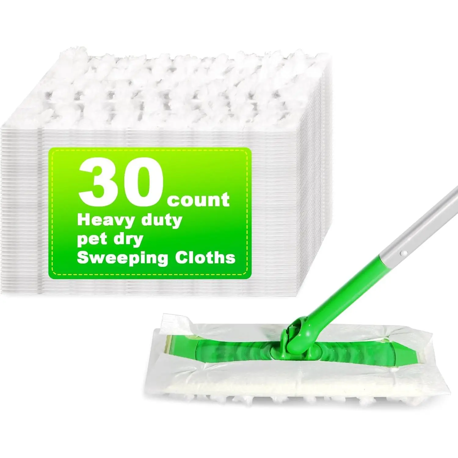 Heavy Duty Disposable Microfiber Dry Sweeping Cloths, 30-Count Pack Refills for Sweeper Mop, Ideal for Kitchen, Hardwood Floor Cleaning and Dusting Floors, Cleaning Floors