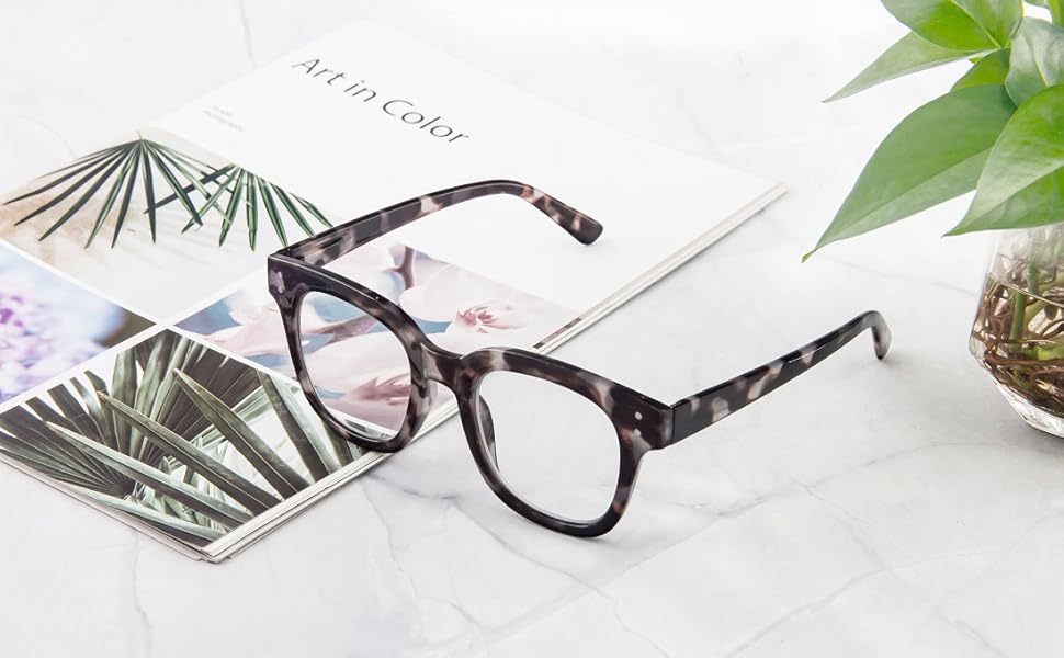 3 Pack Oversized Reading Glasses for Women Men with round Frame Fashion Blue Light Blocking Computer Readers