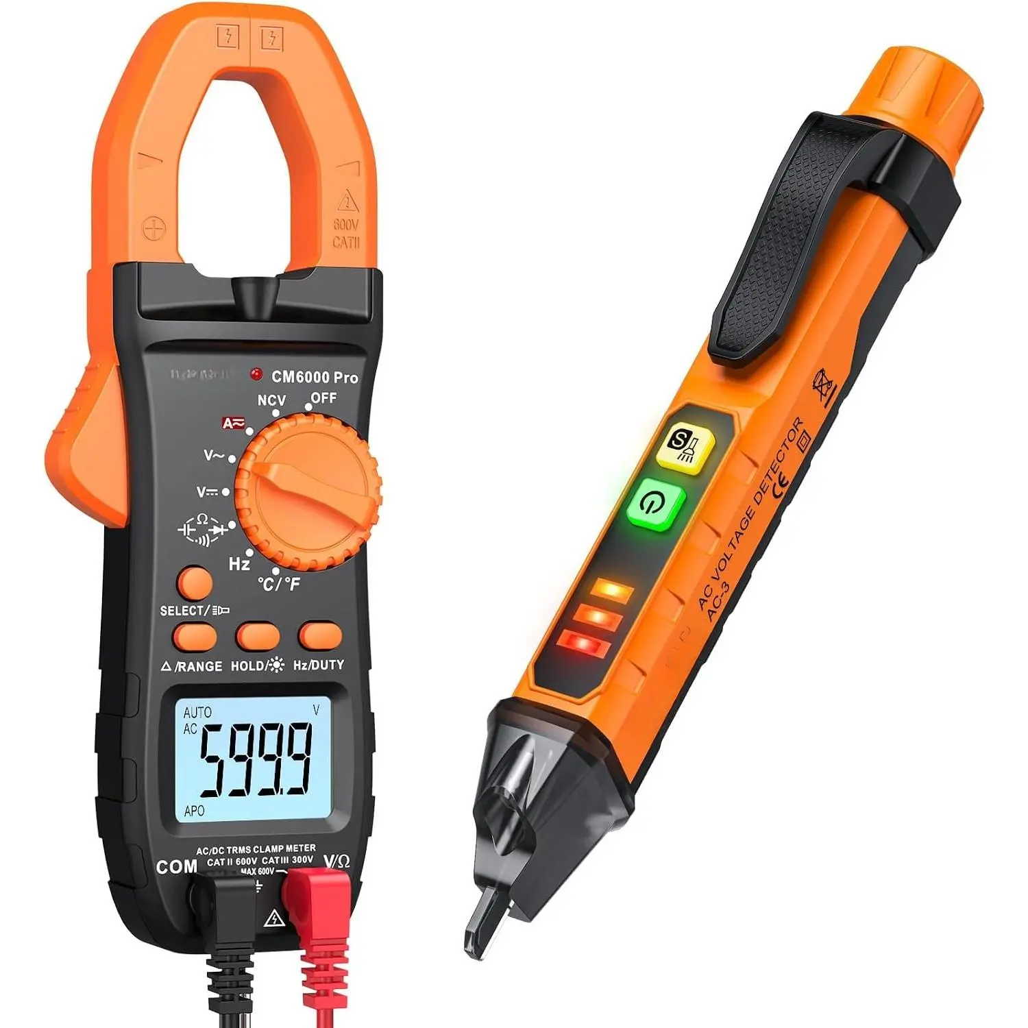 Digital Clamp Meter TRMS 6000counts & Non Contact  Tester