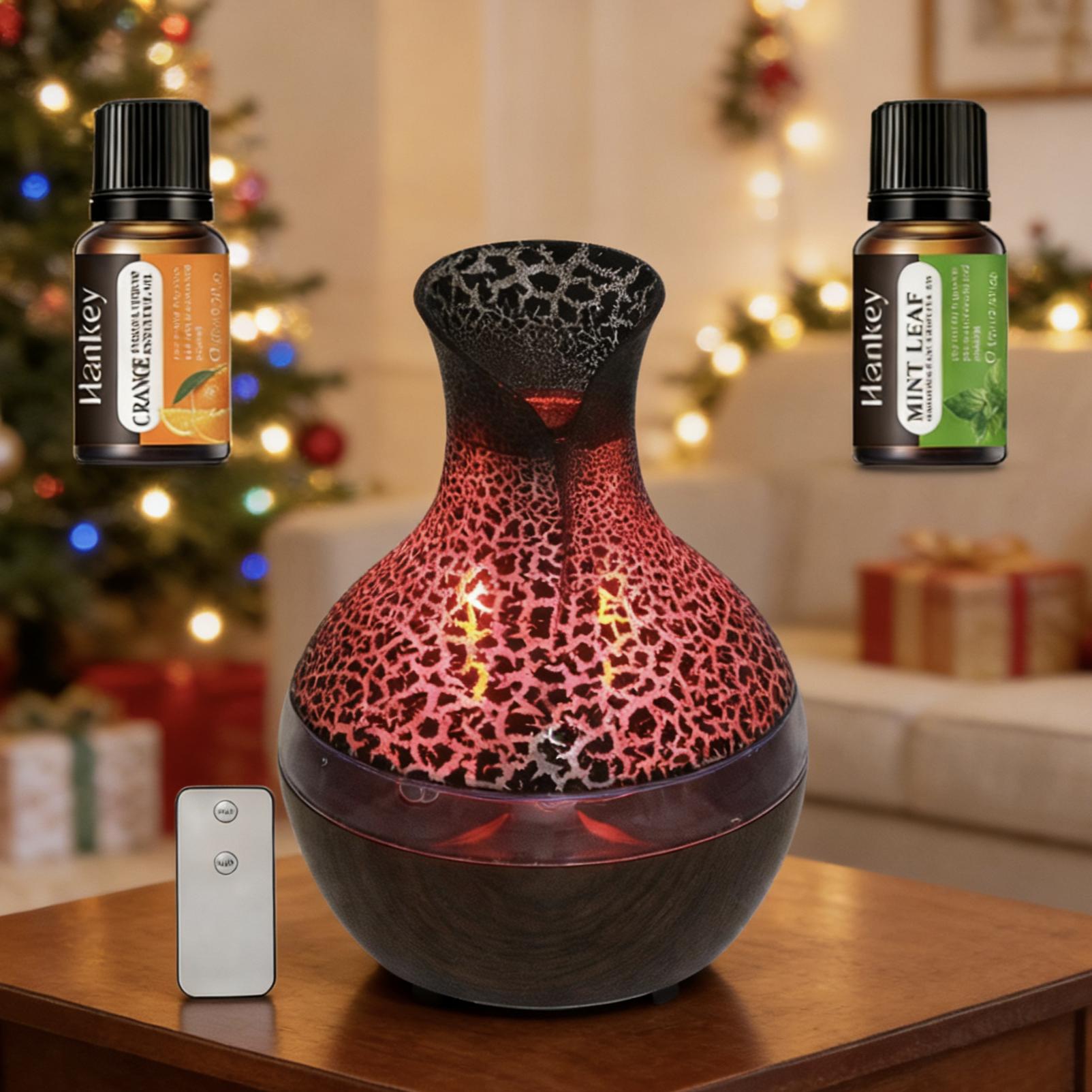 Remote Control Aromatherapy Diffuser 300ML with 2 Essential Oils USB Cold Mist Humidifier 7-Color Lights Super Quiet for Home Office Ideal Gift